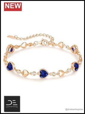 925 Sterling Silver Birthstone Heart Link Charm Bracelet with Extender